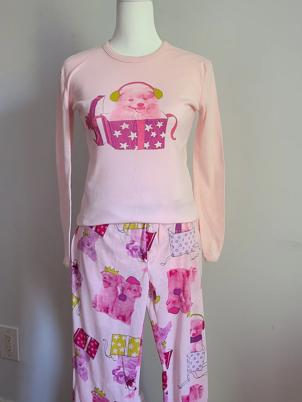 GAP Pink Bear Headphone Pocket Pajama Set Size 14 Girls